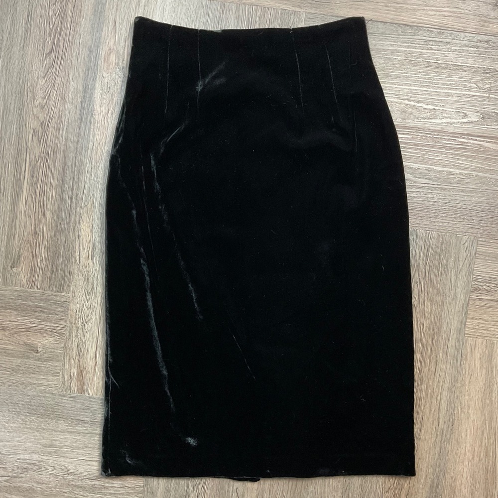 Vintage Liz Claiborne Classic Velvet Pencil‎ Skirt Womens 6 Black Holiday Party